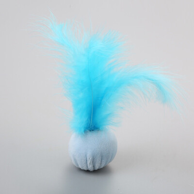 

Pet Cat Cute Plush Ball With Feathers Funny Cat Toy Feather Color Mixing Cat Boring Toy Bite Resistant