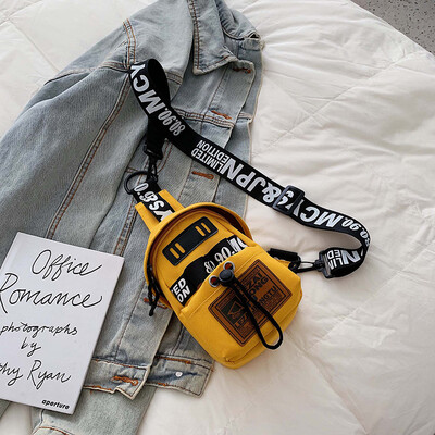 

Summer mini bag chic contrast color small fresh canvas chest bag new 2019 fashion shoulder slung bag