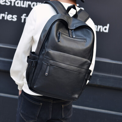 

Mens backpacks fashion PU leather shoulder bags Korean business leisure travel tide women bags student bags