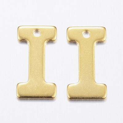 

304 Stainless Steel Charms LetterI Golden 11x6x08mm Hole 1mm
