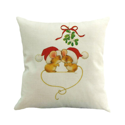 

Tailored Christmas Cotton Linen Sofa Car Home Waist Cushion Cover Throw Pillow Case