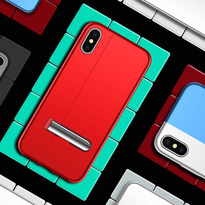 

AT MOUSE iphoneXXSXRXS Max color matching bracket mobile phone shell personality creative mobile phone shell 11961