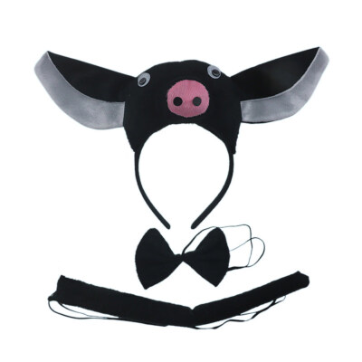 

Headband Performance Prop Animal Pig Ears Bow Tail Kids Childrens Day Hair Hoop