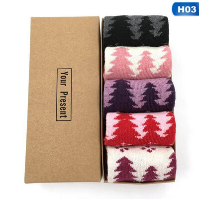 

5 PairsBox Women Wool Thick Winter Socks Warm Soft Solid Casual Sports