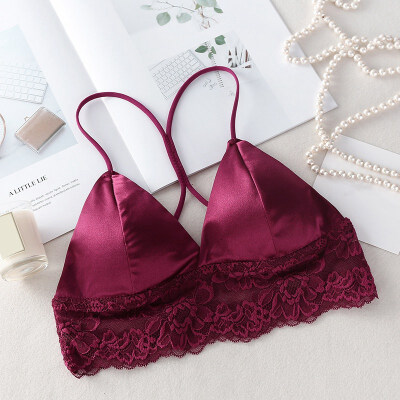 

Summer New Beauty Back Lace Tube Top Camisole Solid Color Thin Shoulder Strap Padded Bra