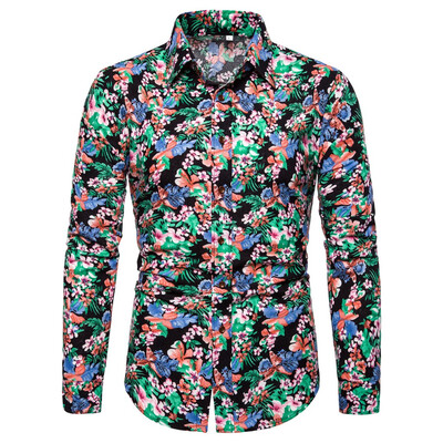 

Tailored Mens Summer Fashion Business Leisure Printing Long-sleeved Shirt Top Blouse