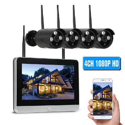 

4CH 1080P HD WiFi NVR Kit 115 LCD Screen Monitor with 4pcs 10MP Wireless WiFi Waterproof Outdoor Bullet IP Camera Support P2P O