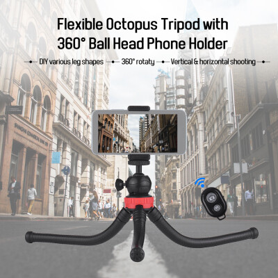 

Flexible Octopus Tripod with 360° Ball Head Phone Holder Phone Remote Controller for GoPro Heor 65433 Yi Action Camera for Ca