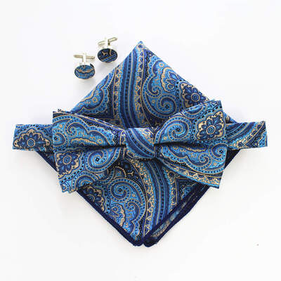 

37 stock bow tie pocket towel cufflinks set yarn-dyed jacquard bow tie spot retail