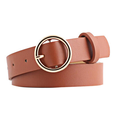 

Women Belt Round Metal Pin Buckle PU Leather Strap Waist Belts Waistband