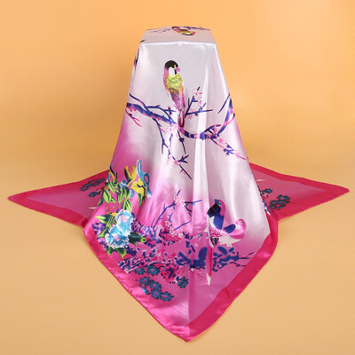 

Simulation silk scarf spot wholesale 90cm satin large square scarf Yiwu scarf factory direct sales special gift
