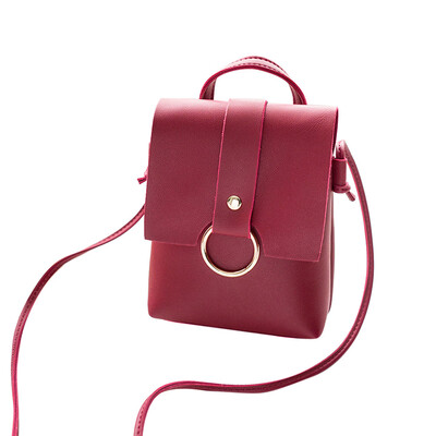 

Tailored Women Solid Color Cover Ring Crossbody Bag Messenger Bag Coin Phone Bag Black