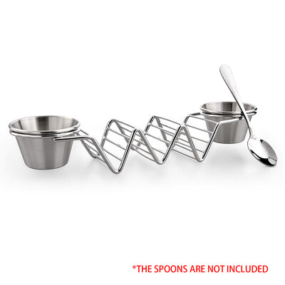 

Taco Stand Up Holders Stylish Stainless Steel Taco Holder Stand with 2 Salad Cups 1 Set