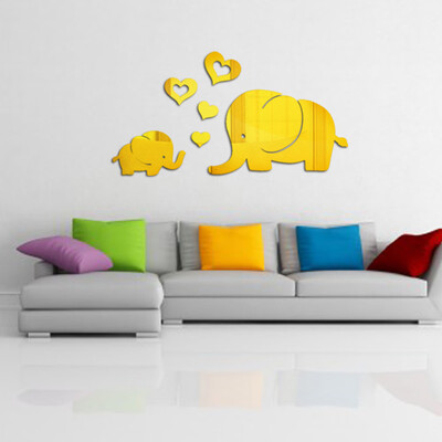 

Toponeto Elephant Wall Decor Mirror Sticker DIY Decal Removable Art Baby Kids Room Mural