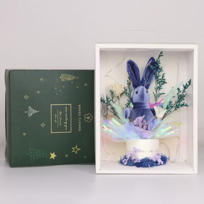 

Wishing Light Rabbit Decor Light Dry Flowers Gift Box Home Garden Festive Party Supplies Artificial Decorations