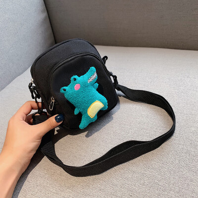 

2019 new fashion cute messenger bag casual simple wild shoulder bag cartoon cute little dinosaur canvas bag