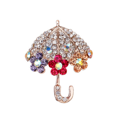 

Bling Rhinestone Crystal Umbrella Brooch Decorative Garment Accessories Wedding Bridal Brooch Pin