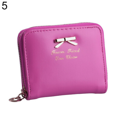

Fashion Women\s Mini Faux Leather Purse Bowknot Wallet Card Holder Handbag