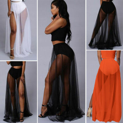 

Women Chiffon Long Maxi Skirt High Waist Summer Pleated Boho Beach Skirt Dress