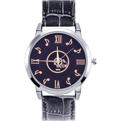 

New Fashion Music Design Watch Women Luxury Stainless Steel Leather Band Wristwatch Ladies Quartz Dress Watches Reloj Mujer