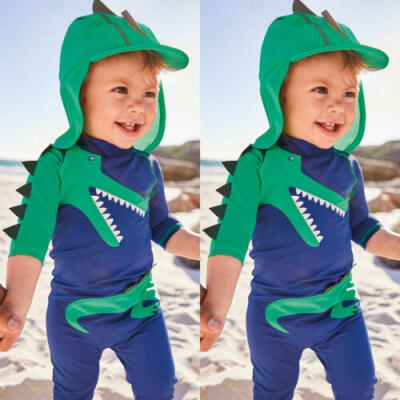 

Baby Kids Boy Dinosaur Swimming Costume TrunksHat Set Summer Beach Swimwear