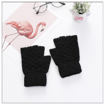 

Women Mens Half Finger Gloves Thermal Mittens Autumn Winter Hand Warmer Cashmere Knitted Gloves