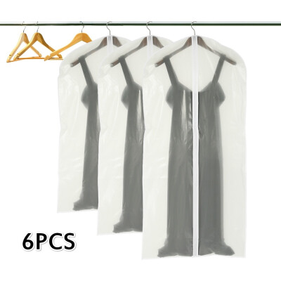 

6pcs Clothing Covers Transparent Mothproof Suit Bag Breathable Zipper Clothing Bags Storage Dustcover