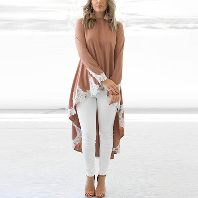 

Plus Size Womens Lace Blouse High Low Shirt Drop Tail Tops Asymmetrical Dress