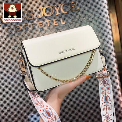 

Female 2019 spring&summer new tide Korean version of slung shoulder bag contrast small square bag wide shoulder strap diagonal