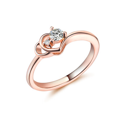 

New Fashion Style Jewelry Cubic Rose Gold Color Wedding Austrian Crystal Rings Fashion Heart Ring for Women Gifts
