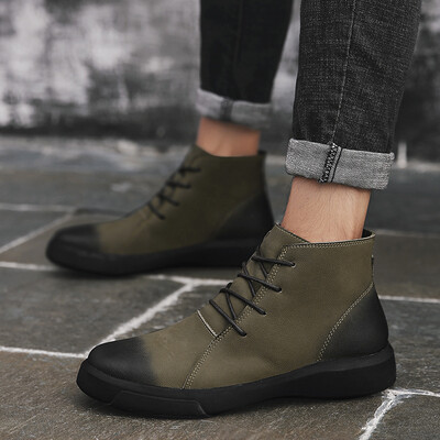 

Mens fashion casual boot boots leather tide shoes