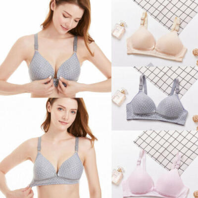 

USA Women Front Button Maternity Nursing Bra Soft Breathable Lace Dot Bra Tops