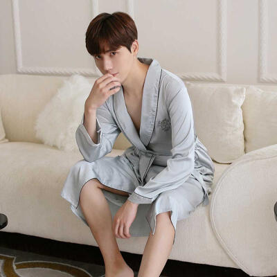 

Mens 2 Piece Kimono Robe Set Faux Silk Pajamas Luxury Satin Bathrobe Matching Shorts