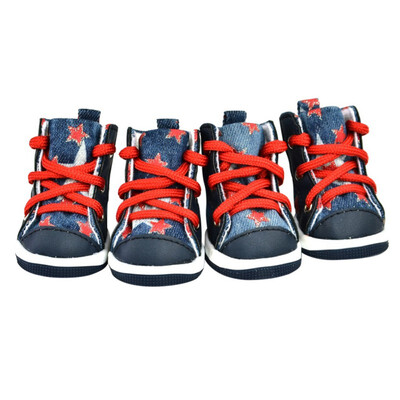 

4 PcsSets Dog Shoes Jean Puppy Winter Snow Boots Warm Waterproof Casual Dog Shoes Pet Slip-resistant Waterproof Shoes Teddy