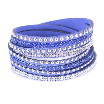 

Leather Bracelet Rhinestone Crystal Bracelet Wrap Multi-layer Bracelets For Women Fashion Jewelry