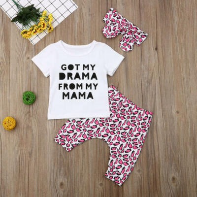 

New Toddler Baby Girls Leopard print Clothes Top T-shirt Long Pants Outfits