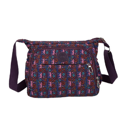 

New Women Crossbody Bag Contrast Color Print Water-Proof Multi Pockets Adjustable Strap Casual Shoulder Bag