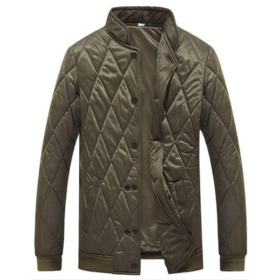 

Toponeto Mens New Fashion Autumn Winter Solid Color Coat Long Sleeved Lattice Jacket