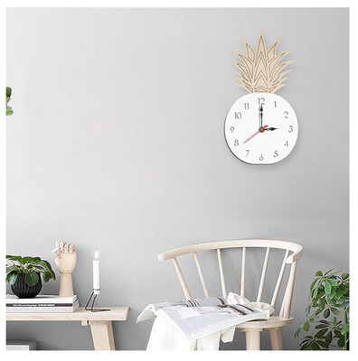 

Gobestart Nordic Style Fruit Wall Clock Silent Wooden Clock for Home Living Room
