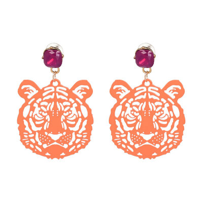 

2018 NEW wholesale fashion crystal with metal statement good quality lion head earring oorbellen