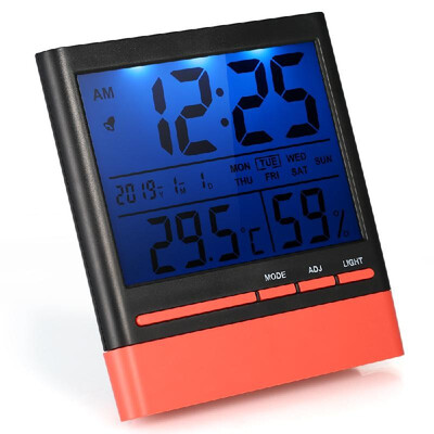 

LCD Digital Indoor Thermometer Hygrometer Room ℃℉ Temperature Humidity Gauge Meter Alarm Clock Thermo-Hygrometer with Backlight D