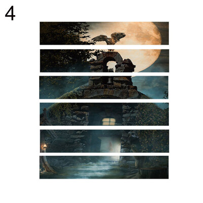 

6Pcs Halloween Pumpkin Castle Scary Spooky Stairs Step Wall Sticker Poster Decal