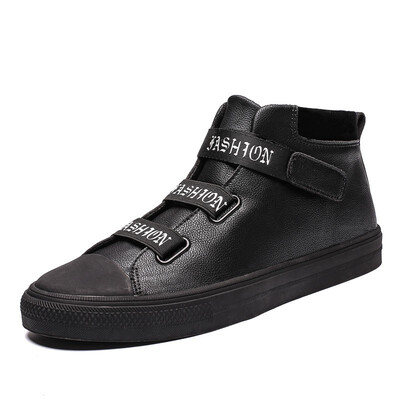 

Mens Boots Fashion Casual Boots Genuine Leather Martin Boots Velcro Shoes Winter Boots Black Size 39-44