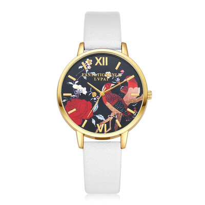 

Casual Women Watches Delicate Rose Scale Dial Ladies Quartz Wristwatch Fashion Leather Strap Clock Simple Zegarki Damskie