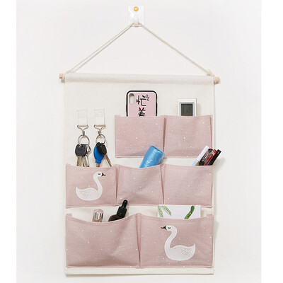 

Gobestart Multi-Storey Hanging Bag Cotton And Linen Waterproof Door After Wall Hanging