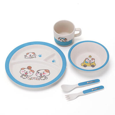 

5pcsSet Baby Bowl Spoon Fork Feeding Food Tableware Cartoon Kids Dishes