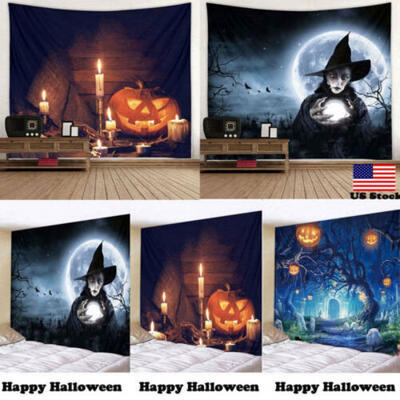 

Halloween Witch Pumpkin Tapestry Room Bedspread Wall Art Hanging Home Decor