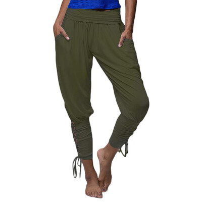 

5 Colors Wholesale HIP HOP Pants Women Europe And America New Solid Color High Waist Pocket Strap Casual Feet Pantalon Femme