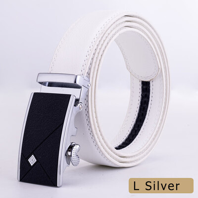 

new alloy automatic buckle belts for men white male real genuine leather belt for business cinturones para hombre cuero 2019