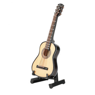 

Greensen Miniature Wooden Guitar Model Display Mini Musical Ornaments Craft Home Decor